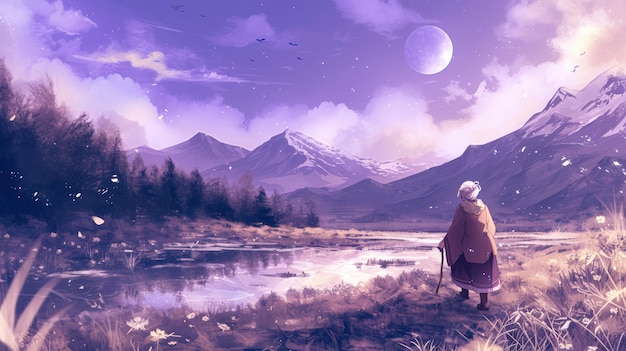 Le paysage de la lune dans l'anime