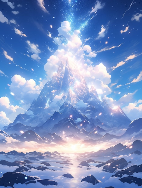 Photo gratuite paysage de montagnes dans le style d'anime