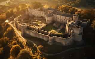 Photo gratuite paysage naturel avec bâtiment de château