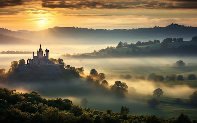 Photo gratuite paysage naturel avec bâtiment de château