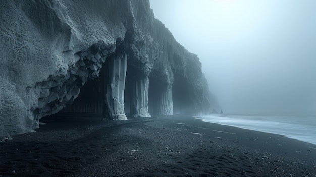 Photo gratuite paysage naturel avec du sable noir sur la plage