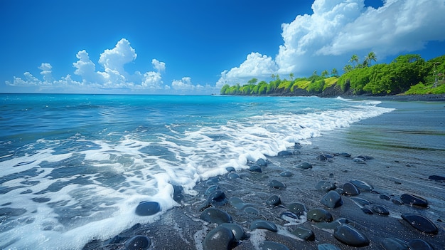 Photo gratuite paysage naturel avec du sable noir sur la plage