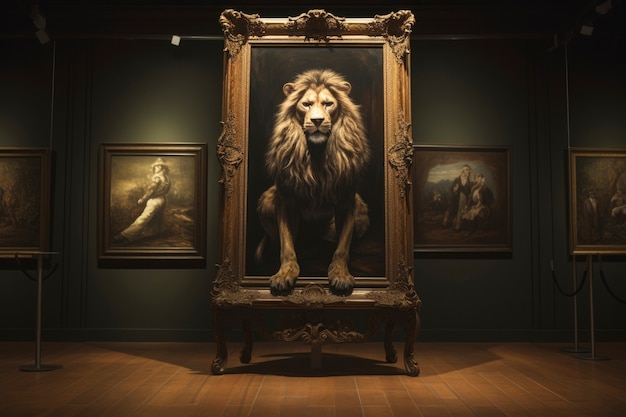 Photo gratuite peinture 3d abstraite prenant vie avec un lion