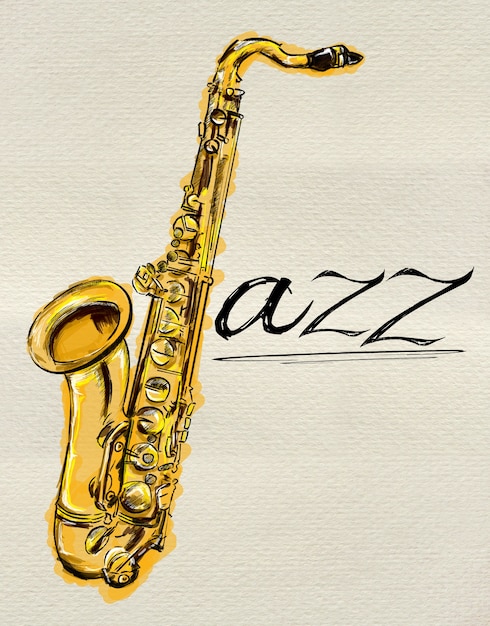 Photo gratuite peinture jazz saxophone