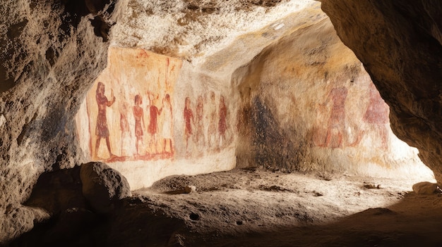 Photo gratuite peintures archéologiques dans les grottes