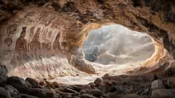 Photo gratuite peintures archéologiques dans les grottes