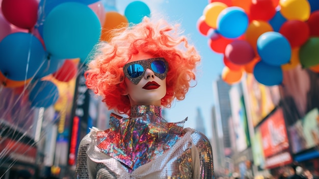 Photo gratuite un personnage futuriste dans un portrait de carnaval