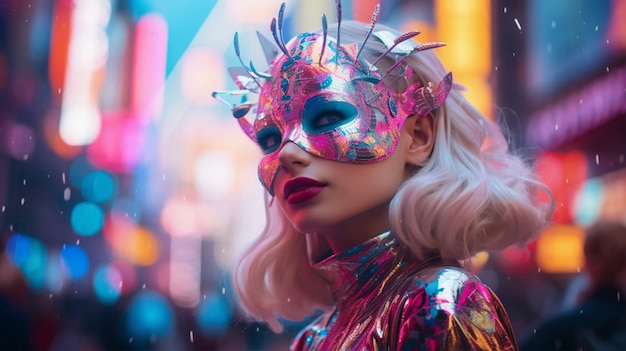 Photo gratuite un personnage futuriste dans un portrait de carnaval