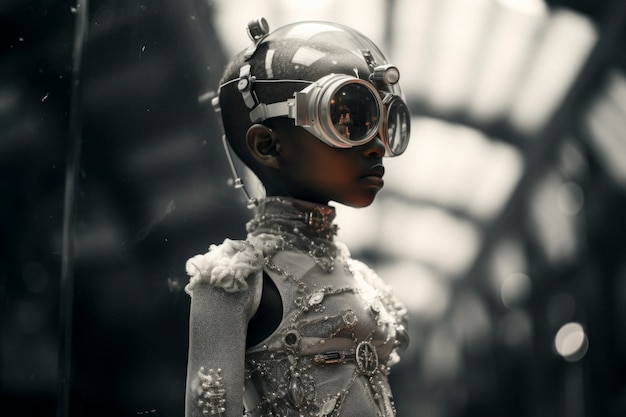 Photo gratuite portrait high-tech d'une jeune fille avec un style futuriste