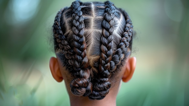 Photo gratuite portrait de jeune personne dans un style photoréaliste avec des tresses