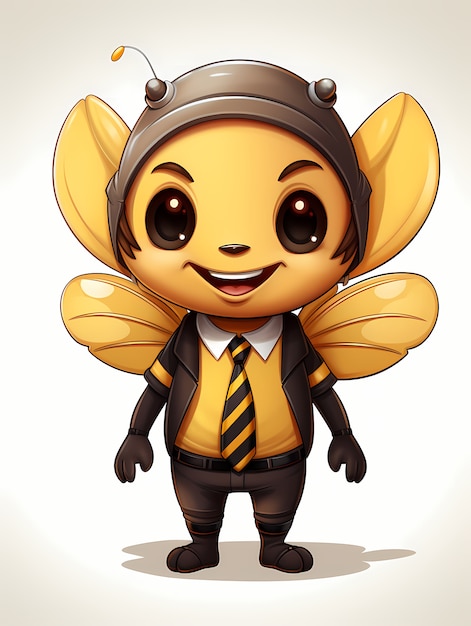 Photo gratuite portrait d'une jolie abeille de dessin animé avec une cravate