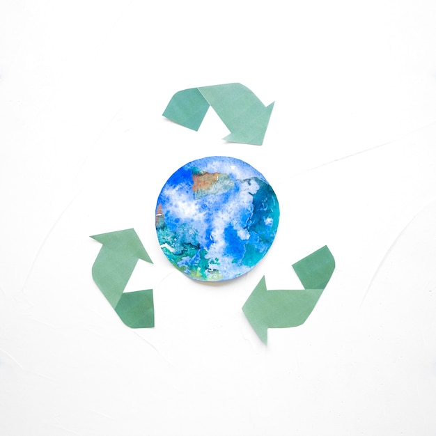 Photo gratuite recyclez le logo avec le dessin de globe