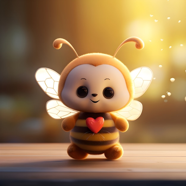 Photo gratuite rendering 3d de l'abeille de dessin animé