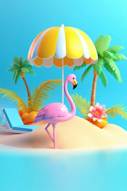 Photo gratuite rendering 3d de la plage de dessins animés