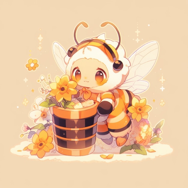 Photo gratuite rendering du personnage d'anime d'abeille