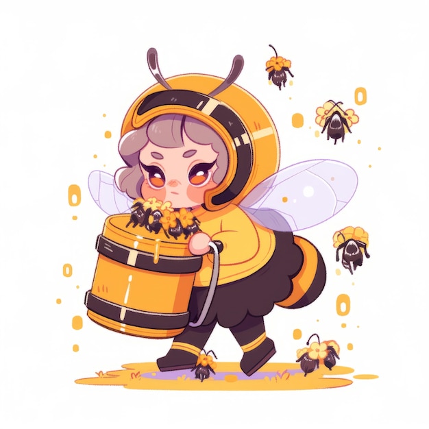 Photo gratuite rendering du personnage d'anime d'abeille