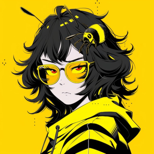 Photo gratuite rendering du personnage d'anime d'abeille