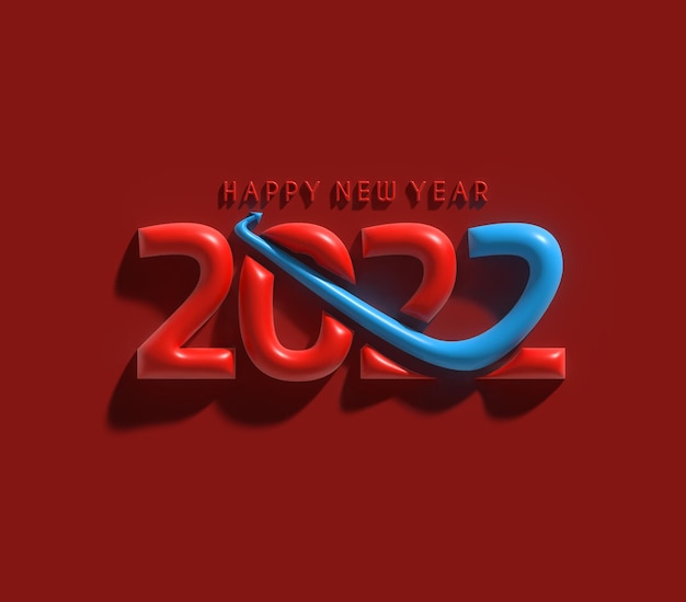 Photo gratuite rendu 3d bonne année 2022 conception de typographie de texte.