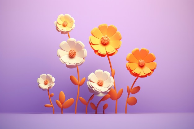 Photo gratuite le rendu 3d de fleurs