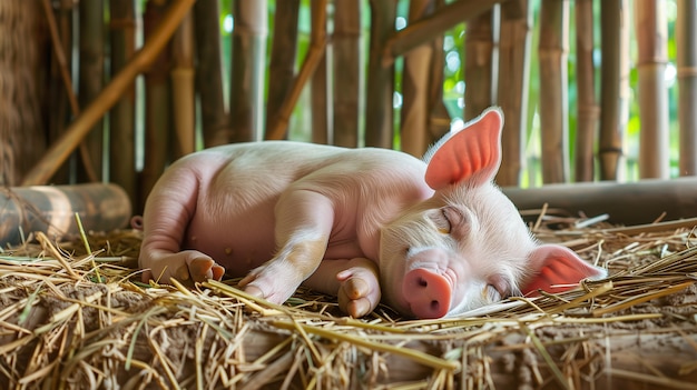 Photo gratuite scène photoréaliste avec des porcs élevés dans un environnement agricole