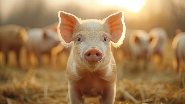 Photo gratuite scène photoréaliste avec des porcs élevés dans un environnement agricole