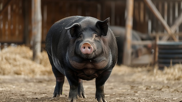 Photo gratuite scène photoréaliste de la vie à la ferme avec des cochons