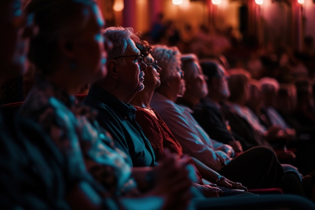 Photo gratuit scènes de la journée mondiale du théâtre rétro avec un public assis dans les stalles d'un théâtre