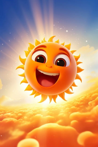 Photo gratuite soleil en 3d avec expression faciale