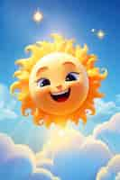 Photo gratuite soleil en 3d avec expression faciale