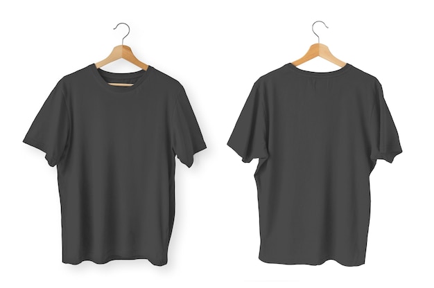 T-shirts noirs isolés devant et dos
