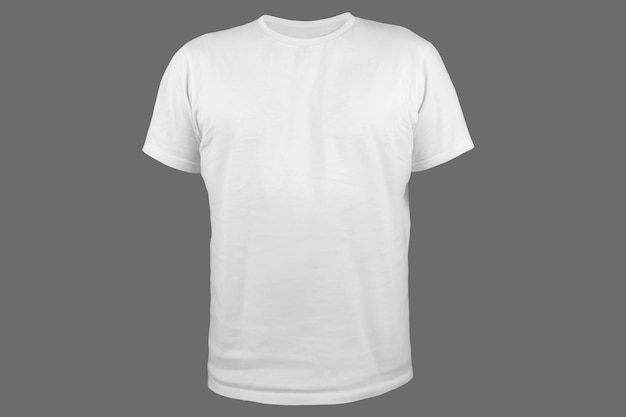 Tshirt regular uni blanc fond gris