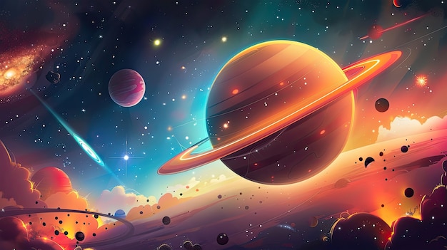 Photo gratuite view of animated cartoon planets