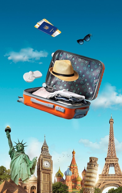 Photo gratuit voyage aventure avec bagages