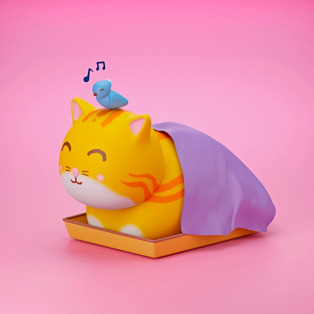 Photo gratuite vue 3d de l'adorable chat de compagnie