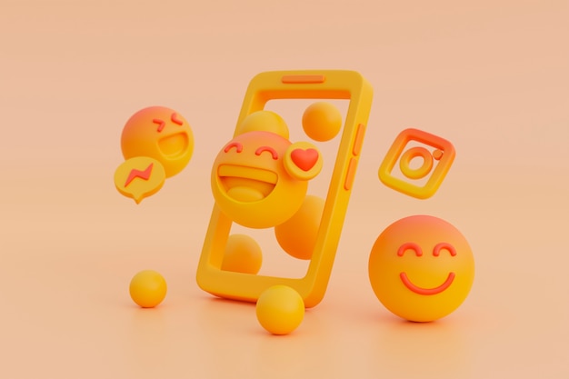 Photo gratuit vue 3d de l'emoji jaune