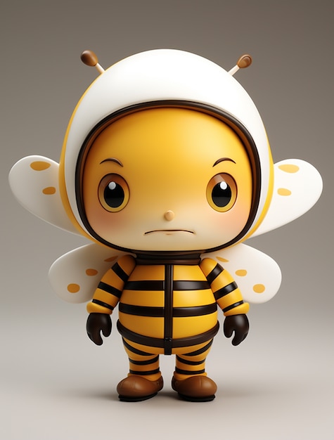 Photo gratuite vue de l'abeille de personnage de dessin animé 3d