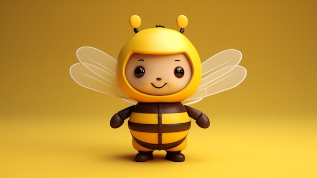 Photo gratuite vue de l'abeille de personnage de dessin animé 3d