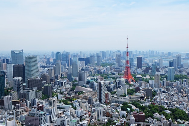 Photo gratuite vue aérienne d'une belle ligne d'horizon de tokyo, japon