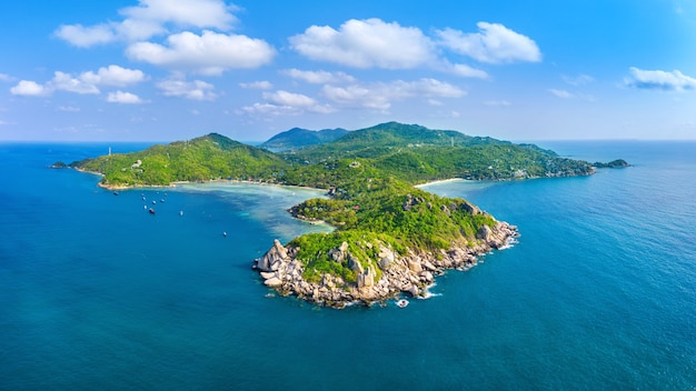 Photo gratuit vue aérienne de la magnifique île de koh tao à surat thani, thaïlande