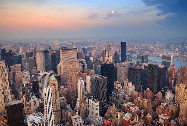 Photo gratuite vue aérienne de new york city manhattan skyline