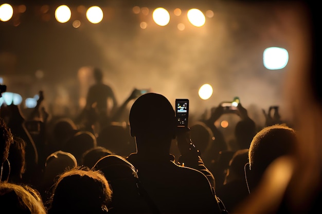 Photo gratuite vue arrière d'une foule de fans regardant un concert en direct 6