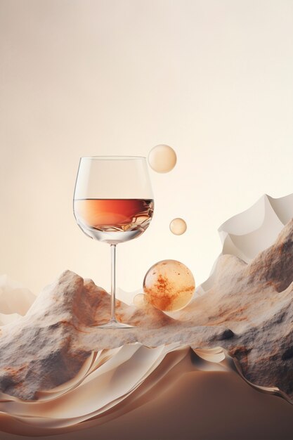 Photo gratuite vue sur un cocktail en verre avec un ensemble néo-futuriste abstrait