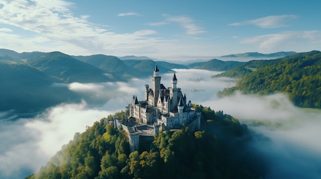 Photo gratuite vue du château avec le paysage naturel