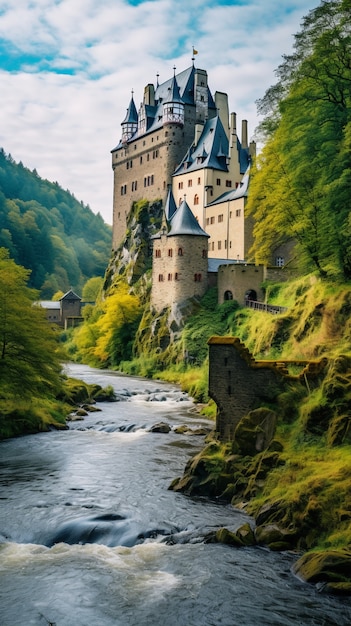 Photo gratuite vue du château avec le paysage naturel