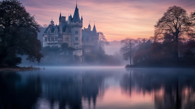 Photo gratuite vue du château avec paysage naturel