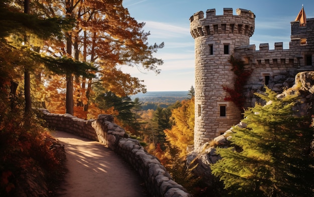 Photo gratuite vue du château avec le paysage naturel