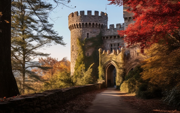 Photo gratuite vue du château avec le paysage naturel