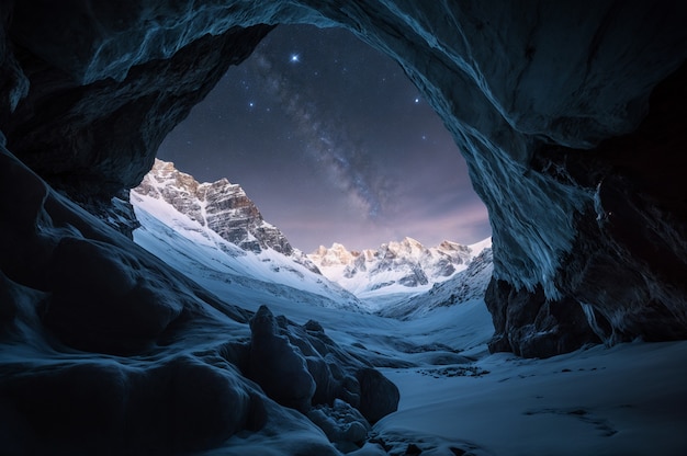 Photo gratuite vue du glacier la nuit