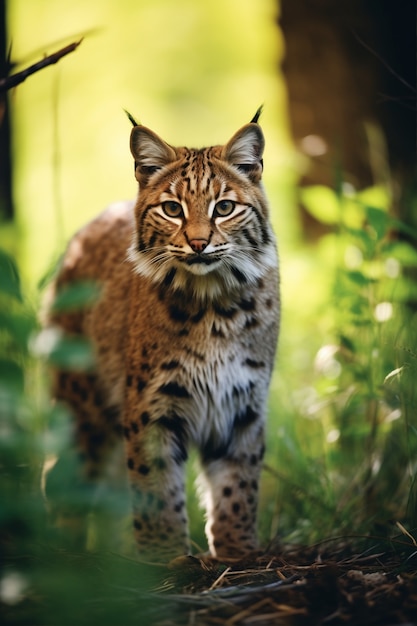 Photo gratuite vue du lynx roux sauvage dans la nature