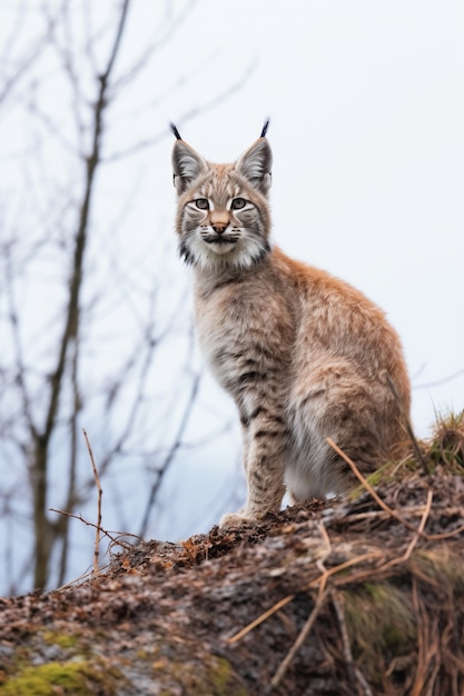 Photo gratuite vue du lynx roux sauvage dans la nature